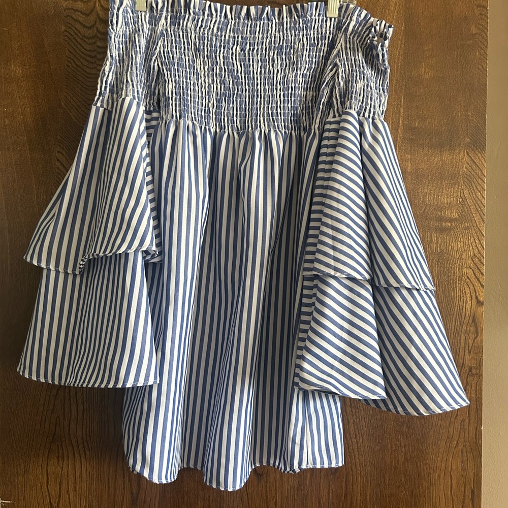 Blue and White Striped Women's Skirt